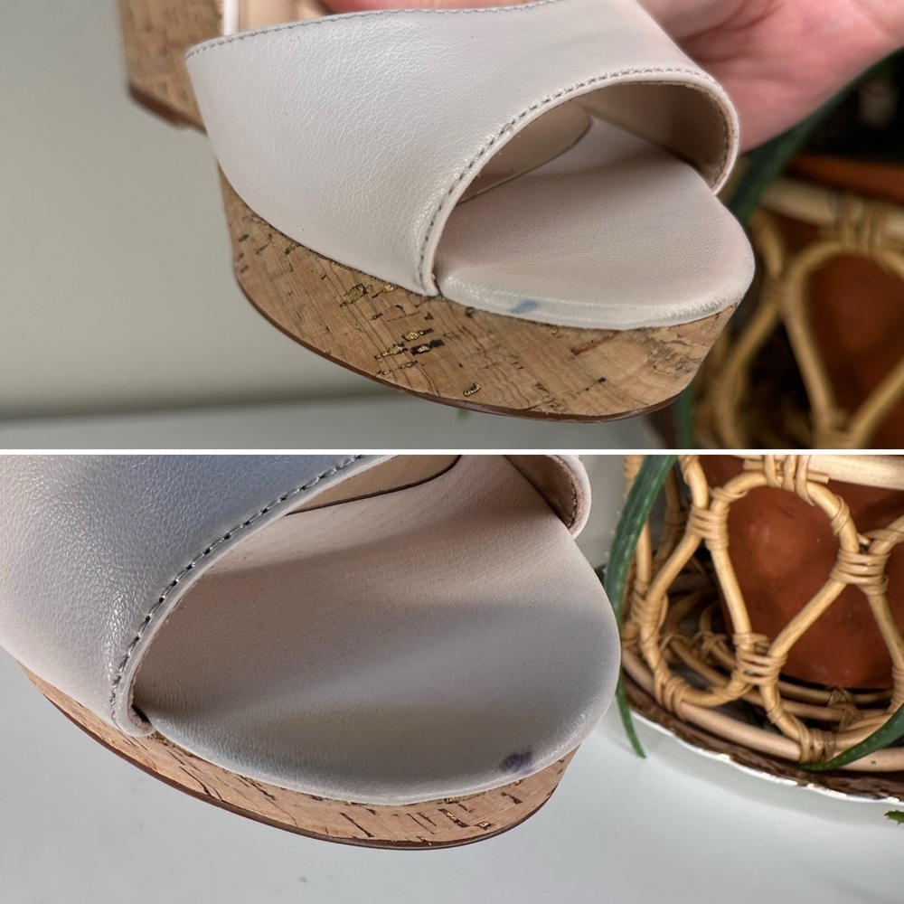 Charles by Charles David Lois Nude Cork Wedge Sandals Ankle Strap Platform 11M - Picture 14 of 15